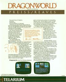 Box back cover for Dragonworld on the Apple II.
