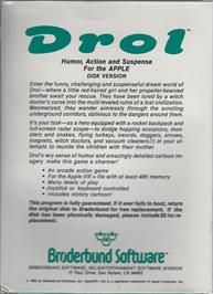Box back cover for Drol on the Apple II.
