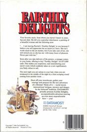 Box back cover for Earthly Delights on the Apple II.
