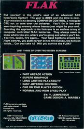 Box back cover for Flak on the Apple II.