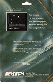 Box back cover for Galactic Attack on the Apple II.