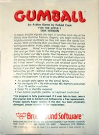 Box back cover for Gumball on the Apple II.