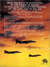 Box back cover for Halls of Montezuma: A Battle History of the United States Marine Corps on the Apple II.