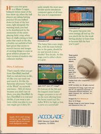 Box back cover for Hardball! on the Apple II.