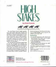 Box back cover for High Stakes on the Apple II.