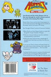 Box back cover for Jim Henson's Muppet Adventure: Chaos at the Carnival on the Apple II.