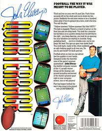 Box back cover for John Elway's Quarterback on the Apple II.