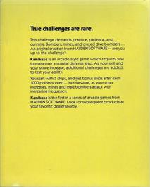 Box back cover for Kamikaze on the Apple II.