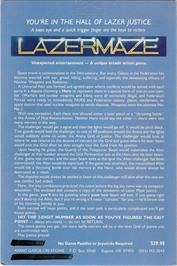 Box back cover for Lazer Maze on the Apple II.