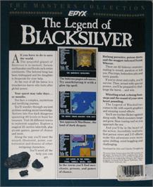 Box back cover for Legend of Blacksilver on the Apple II.