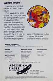Box back cover for Lucifer's Realm on the Apple II.