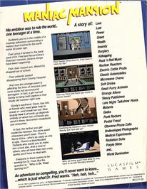 Box back cover for Maniac Mansion on the Apple II.