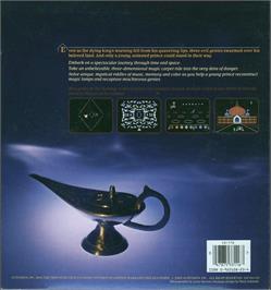 Box back cover for Master of the Lamps on the Apple II.