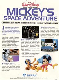 Box back cover for Mickey's Space Adventure on the Apple II.