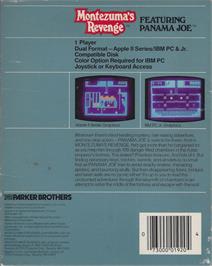 Box back cover for Montezuma's Revenge on the Apple II.