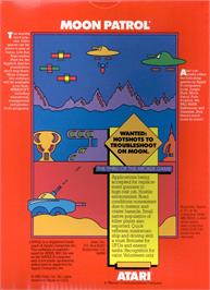 Box back cover for Moon Patrol on the Apple II.