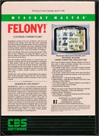 Box back cover for Mystery Master: Felony on the Apple II.