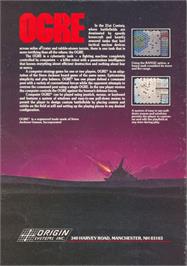 Box back cover for Ogre on the Apple II.