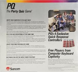 Box back cover for PQ: The Party Quiz Game on the Apple II.
