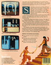 Box back cover for Prince of Persia on the Apple II.