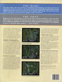 Box back cover for Rebel Charge At Chickamauga on the Apple II.