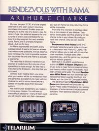 Box back cover for Rendezvous with Rama on the Apple II.