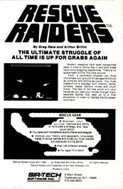 Box back cover for Rescue Raiders on the Apple II.
