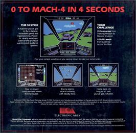 Box back cover for Skyfox on the Apple II.