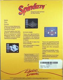 Box back cover for Spindizzy on the Apple II.