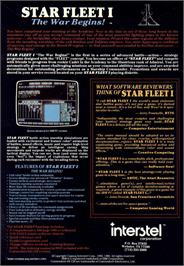 Box back cover for Star Fleet I: The War Begins on the Apple II.