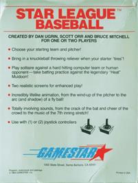 Box back cover for Star League Baseball on the Apple II.