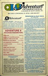Box back cover for Strange Odyssey on the Apple II.