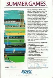 Box back cover for Summer Games on the Apple II.
