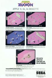 Box back cover for Super Zaxxon on the Apple II.