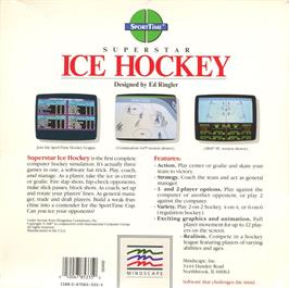 Box back cover for Superstar Ice Hockey on the Apple II.