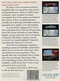 Box back cover for Test Drive on the Apple II.