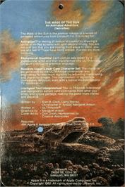 Box back cover for The Mask of the Sun on the Apple II.