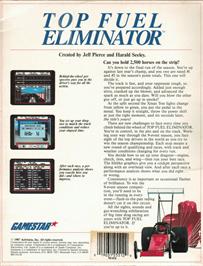 Box back cover for Top Fuel Eliminator on the Apple II.