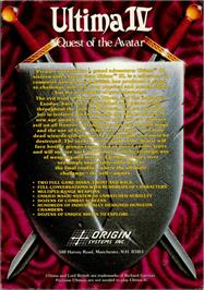 Box back cover for Ultima 4 - Quest Of The Avatar on the Apple II.