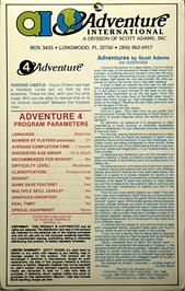Box back cover for Voodoo Castle on the Apple II.