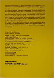 Box back cover for Way Out on the Apple II.