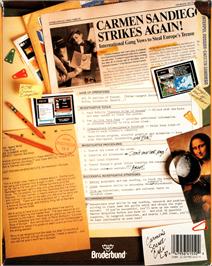 Box back cover for Where in Time is Carmen Sandiego on the Apple II.