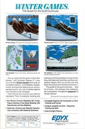 Box back cover for Winter Games on the Apple II.