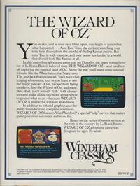 Box back cover for Wizard of Oz on the Apple II.
