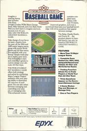 Box back cover for World's Greatest Baseball Game on the Apple II.