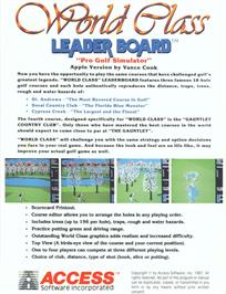 Box back cover for World Class Leaderboard on the Apple II.