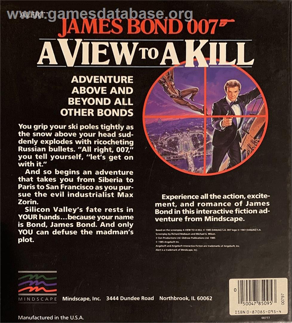 007: A View to a Kill - Apple II - Artwork - Box Back