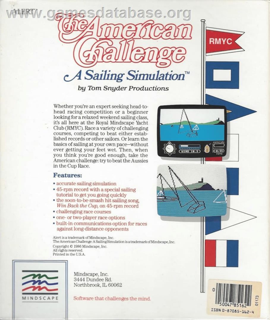 American Challenge: A Sailing Simulation - Apple II - Artwork - Box Back
