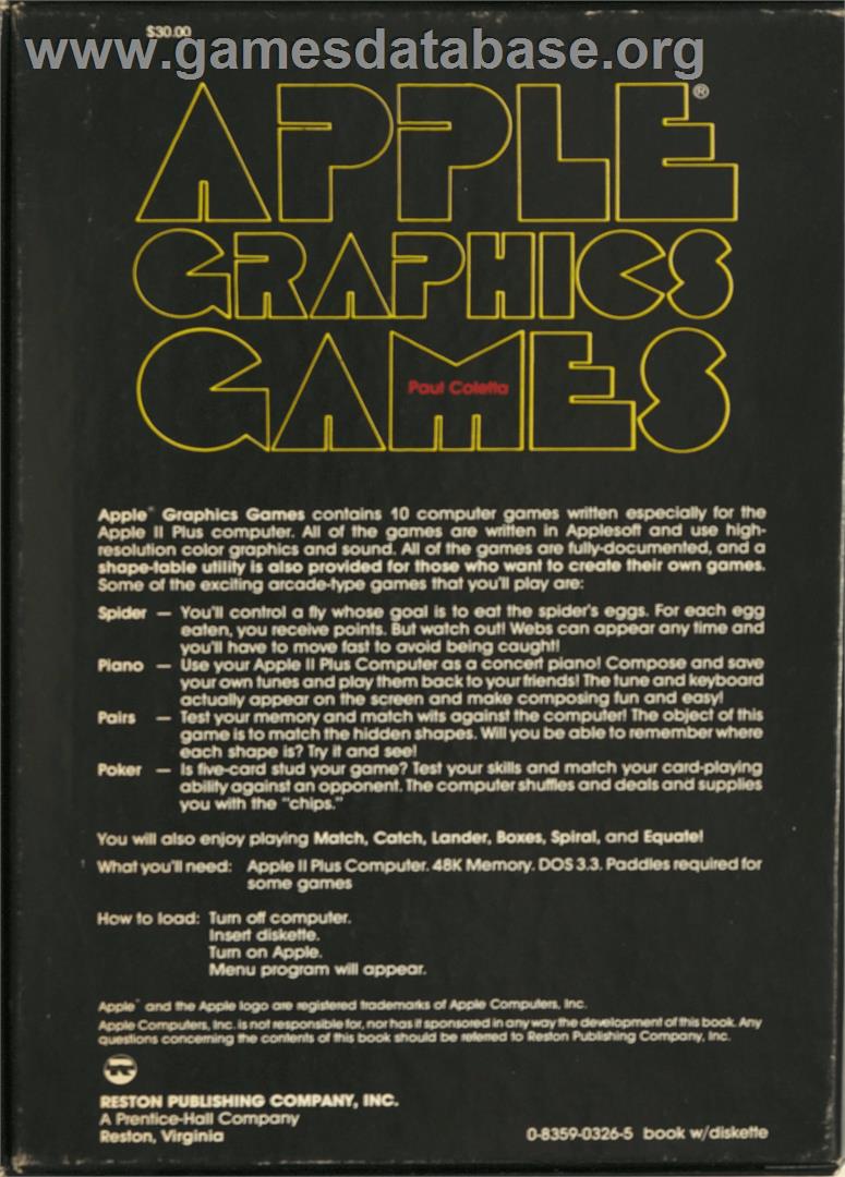 Apple Graphics Games - Apple II - Artwork - Box Back