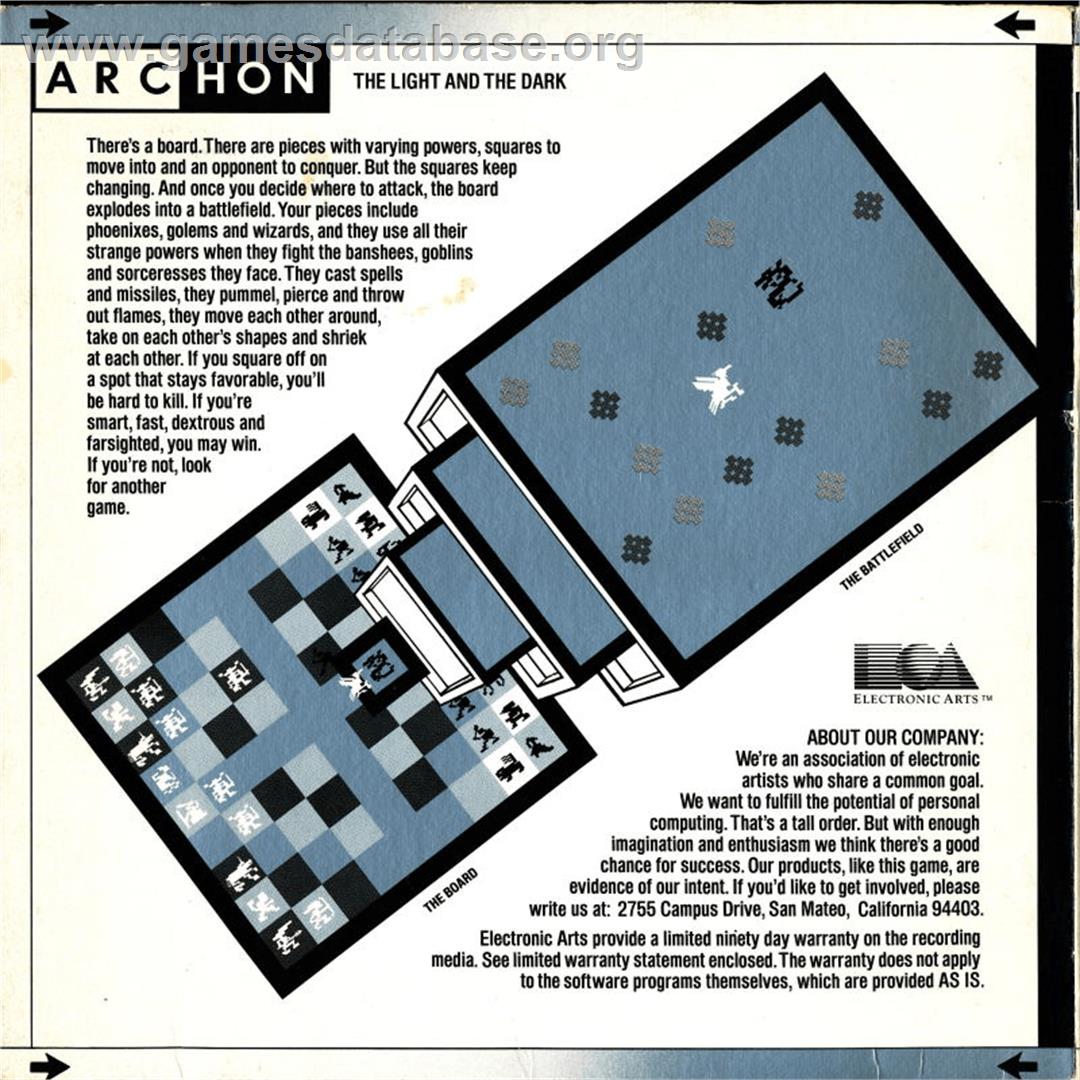 Archon: The Light and the Dark - Apple II - Artwork - Box Back